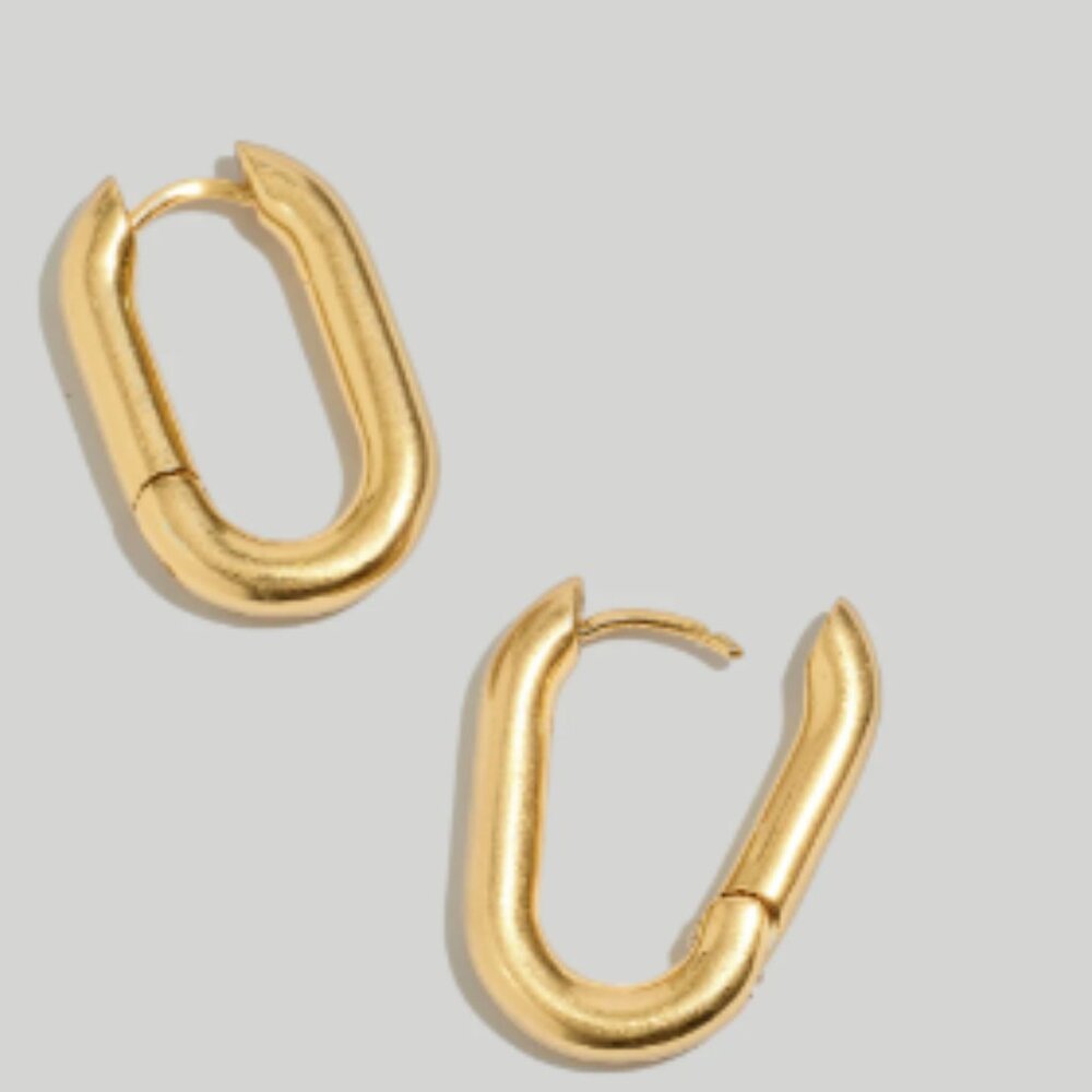 NEW Madewell Carabiner Medium Hoop Earrings Gold
